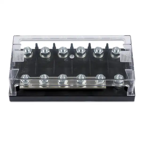 Suport pentru sigurante Victron Six-way fuse holder for Mega-fuse with busbar (250A) 2 Suport pentru sigurante Victron Six-way fuse holder for Mega-fuse with busbar (250A)