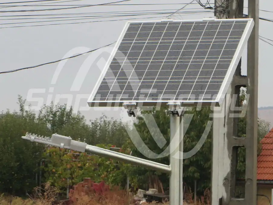 Stalpi fotovoltaici ON-Grid 4.5m – 20W LED | 95Wp | 60Ah 3 Stalpi fotovoltaici autonomi 6m - 30W LED | 100Wp | 100Ah