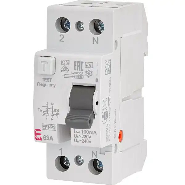 Intrerupator diferential EFI-P2 A C63 P+N/100mA 230Vac 2061123 ETI 3 Intrerupator diferential EFI-P2 A C63 P+N/100mA 230Vac 2061123 ETI